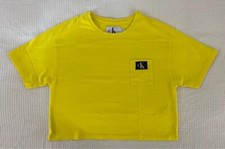 CALVIN KLEIN T-shirt maglia maglietta crop cotone giallo donna ragazza taglia S
