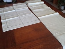 ANTICO LENZUOLO DI SOPRA LINO COTONE + 2 FEDERE CUSCINI ANNI '20  NUOVE VEDERE