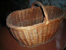 CESTO IN VIMINI OVALE CON MANICO BASSO VINTAGE