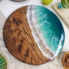 12 " Legno E Epossidica Angolo Table Top / Epossidica Divano Lato Arredo Casa