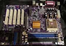 VINTAGE retro mb ECS K7S5A Pro rev 5 con cpu ATHLON XP 1800+ TESTATA FUNZIONANTE