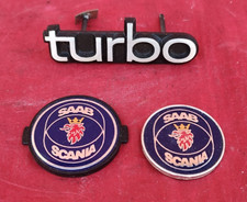 SAAB 900 9000 TURBO SET EMBLEMI LOGO FREGIO STEMMI BADGES