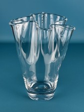 Vintage Vaso A Fazzoletto In Vetro Trasparente Modernariato Design Anni ‘80