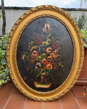 DIPINTO AD OLIO OVALE FIRMATO-
