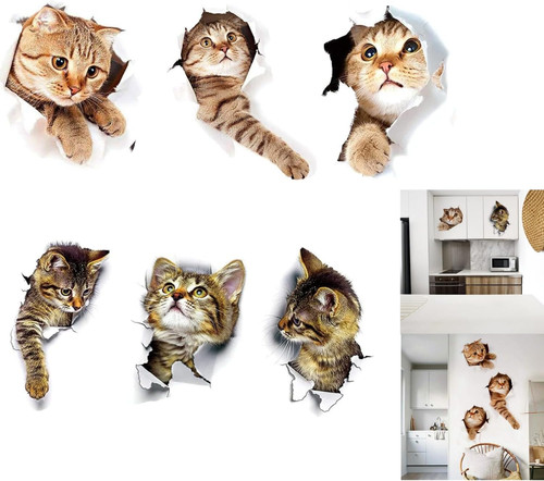 Adesivi con gatto pezzi - gatto, 3d,6