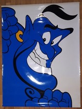 Gigantesca vetrofania promozionale DISNEY ALADDIN Genio lampada 1992 Buena Vista