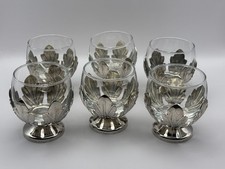 Vintage Silver Plated Liqueur Glasses Set of 6 Made In England 3oz Brandy Whisky