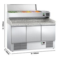 Banco Pizza con Granito + Vetrina Frigo 3 porte 1400x1300x700mm