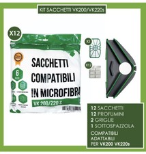 SACCHETTI FOLLETTO VK200 VK220s 12 SACCHETTI 12 PROFUMI 2 GRIGLIE 1 SETOLA  Top