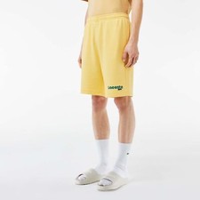 Pantaloncini Uomo Lacoste Effetto Lavato Stampato Pile Giallo