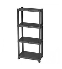 SCAFFALE 4 RIPIANI IN POLIPROPILENE "IPERIONE" NERO PORTATA 100 KG 60X30X143 CM