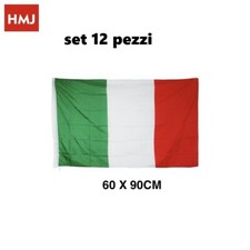 Set 12 Pezzi Bandiera Italia Italiana In Tessuto Misura 60x90cm hmj