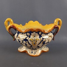 Vaso Maiolica Policroma Carraresi Lucchesi Centrotavola Due Manici Vintage 1960