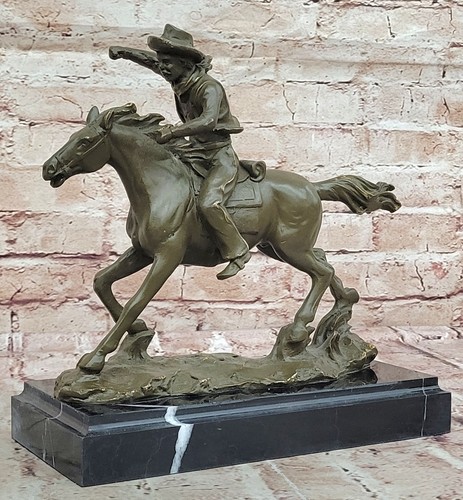 Scultura bronzo cowboy - bronzo, di
