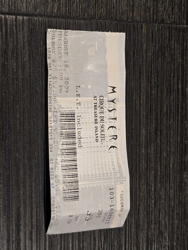 Stub biglietto mystere - mystere, cirque