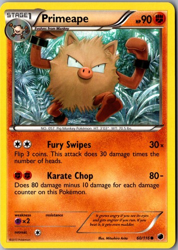 Carta pokemon primeape 116 - carta, 60/116