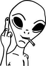 adesivo divertente UFO dito medio sticker moto scooter auto tuning tv