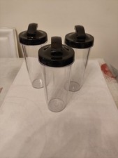 Lotto 3 contenitori per frullatore o spremiagrumi con tappo