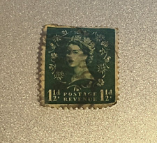 Raro Francobollo 1 1/2d Regina elisabetta II anni 50 postage revenue