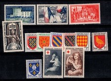 Francia 1954 Yv. 995-1007 * MH 100% castello, stemma, croce rossa