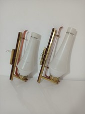 Pair 1960s Brass Wood and