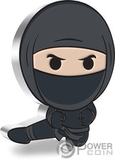 NINJA Guerrieri della Storia Chibi 1 Oz Moneta Argento 2$ Niue 2022