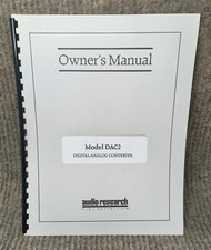 Audio Research DAC2 digital analog converter  manual manuale di istruzioni