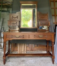 Toletta antica fine ’800 in noce – Specchiera Liberty con cassetti intagliati