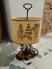 Lampada da credenza abat jour paralume motivo fiori floreale lucerna ferro legno