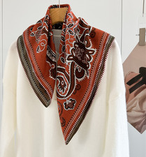  Fazzoletto da collo 70% cashmere 30% seta stampa ramo sciarpa avvolgente forma bandana 26'' 