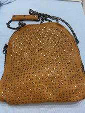 borsa pelle donna Cinque catene gio gió cellini beige marrone Borchie Swarovski