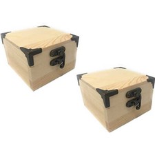 Scatola legno quadrata decoupage 2pz scatoline cofanetto portagioie con chiusura