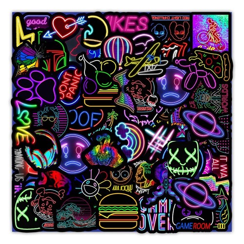 100pcs adesivi neon boom - neon,
