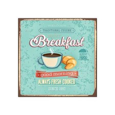 Quadro moderno Stampa Tela CANVAS WORLD 30x30 cm BREAKFAST vintage colazione