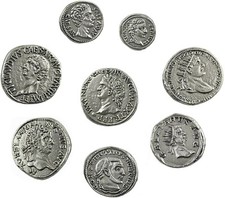 Monete Romane Imperiali placcate Argento - Set 8 Imperatori Antica Roma