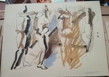 NATALE ADDAMIANO DISEGNO ORIGINALE AUTOGRAFATO CON DEDICA -  39 x 29