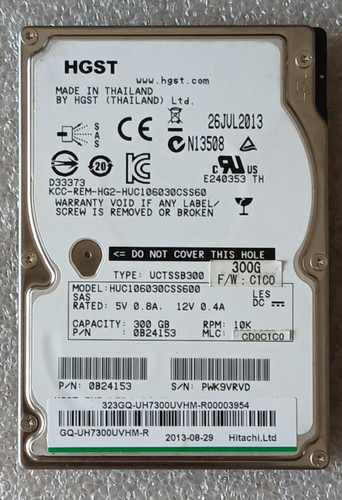 Hdd sas hgst 300gb 10k - 300gb, rpm