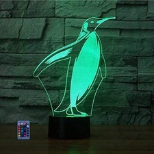 3D Pinguino Luce Della Notte Lampada 7/16 Cambiamento di Colore LED Lampada... 