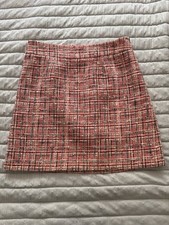 Kate Spade Women's Skirt Red Multicolor Cotton Wool Blend Tweed Size 4 Lined Zip