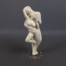 Scultura Ceramica Innamorati Lui E Lei Base Vetro Collezione Vintage Anni ‘70