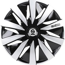 Set 4 copricerchi 16" pollici copriruota auto Lazio SPC1691BKSV nero argento SPA