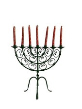 Candelabro ebraico a sette braccia, ferro battuto
