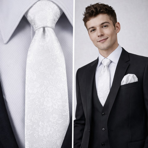 Jacquard bianco uomo cravatta - bianco,