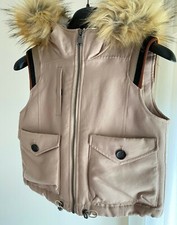 Giacca Gilet Donna senza maniche,cappuccio,pelliccia rimovibile "Benetton" TG 40