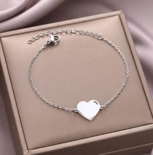 Bracciale braccialetto Acciaio argento ciondolo cuore Donna Incisone Nome Data