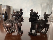 Arte Orientale Coppia Di Draghi In Resina