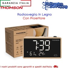 Radiosveglia In Legno Con Proiettore