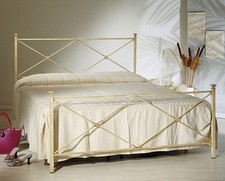 Letto Matrimoniale in Ferro ALBA Avorio, Verde, con Ganci per Rete sospesa