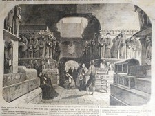 Stampa antica Catacombe Convento Cappuccini Palermo Xilografia 1850