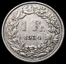 1934 Switzerland 1 Franc Low